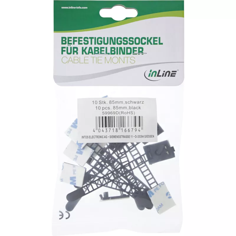 Nastaviteľná káblová svorka InLine 59969F 94mm čierna 10 kusov