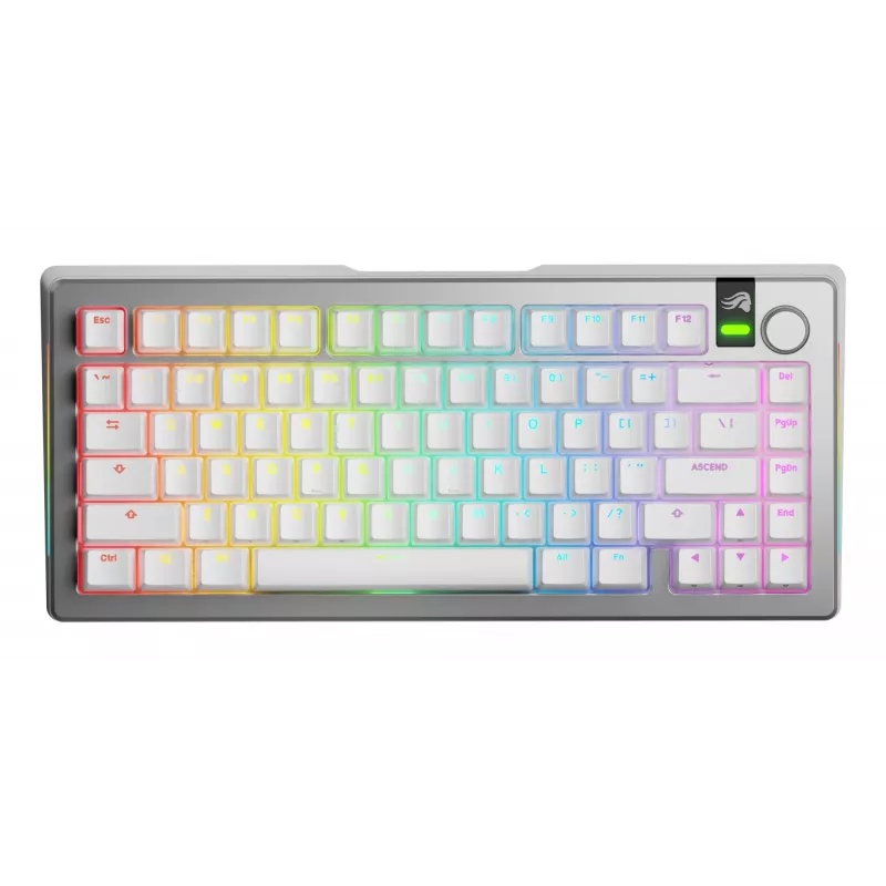 Glorious GMMK 3 Pro 75 % bezdrôtová herná klávesnica, Pre-Built, spínače Fox, US ANSI, strieborná