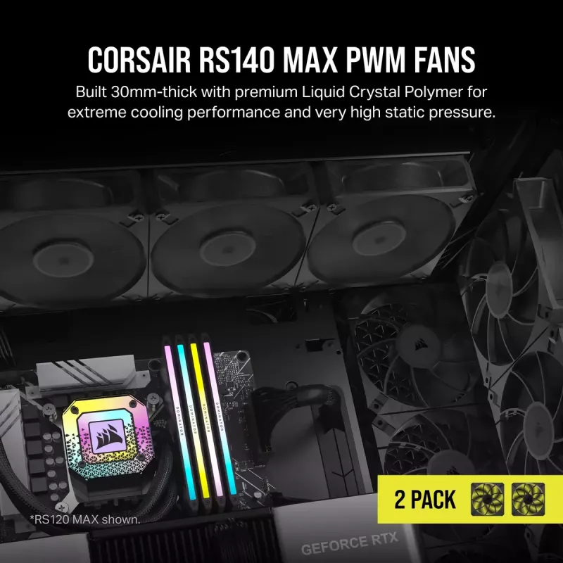 Ventilátor Corsair RS140 MAX ventilátor počítačovej skrine 14 cm čierny 2 kusy