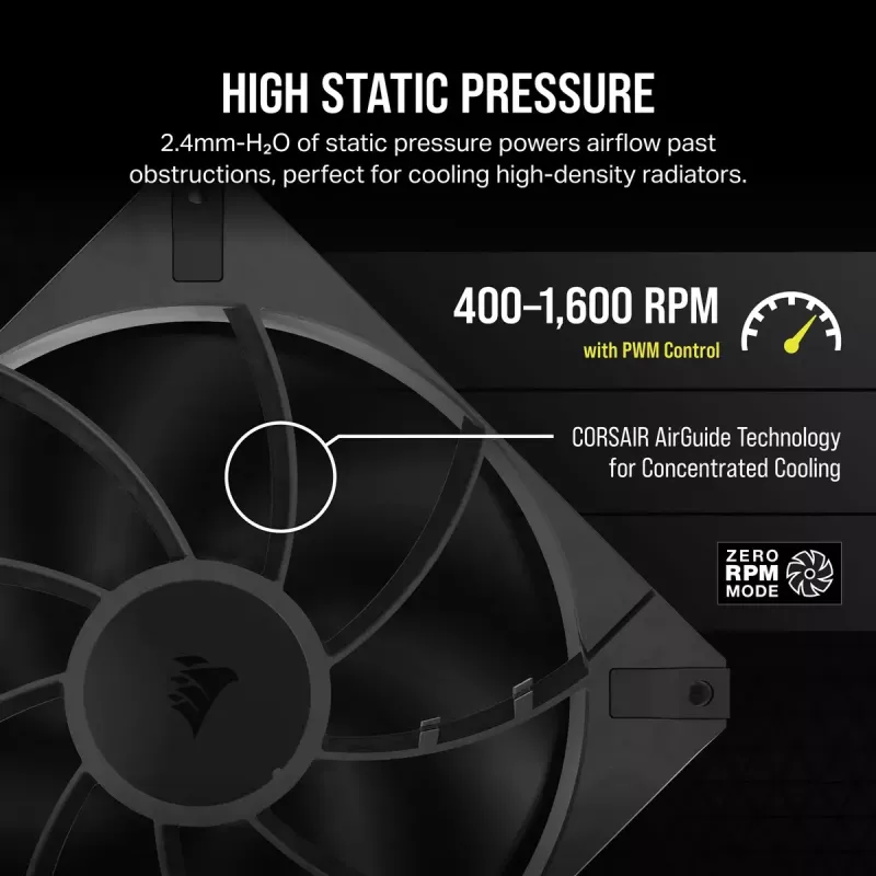 Ventilátor Corsair RS140 MAX ventilátor počítačovej skrine 14 cm čierny 2 kusy