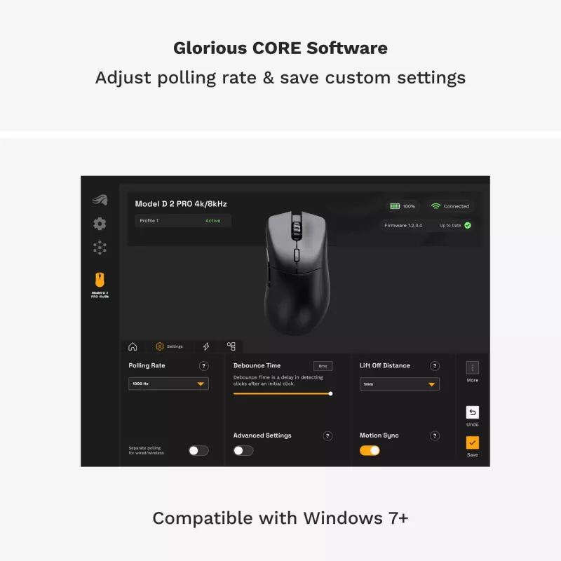 Glorious Gaming Glorious Model D 2 PRO Wireless - 1K Polling - čierna