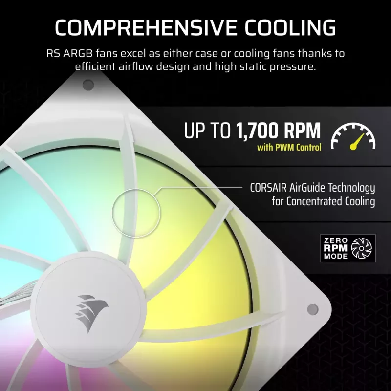 Corsair RS140 ARGB Dual Pack skrinkové ventilátory, 140 mm, biele, CO-9050187-WW