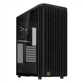 PC skriňa ASUS ProArt PA401 Wood TG PWM Tower čierna — ATX, tvrdené sklo, 2x160mm predné ventilátory, USB-C, podporuje GPU 31,5 cm