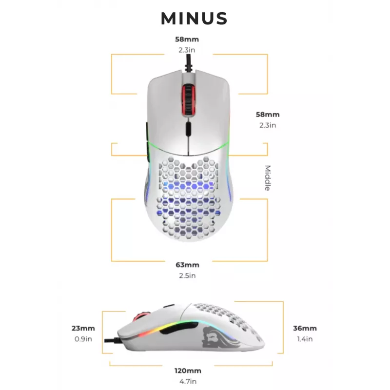 Glorious Gaming Glorious Model O- myš Regular (biela), pravá ruka, optická, USB Type-A, 3200 DPI, biela