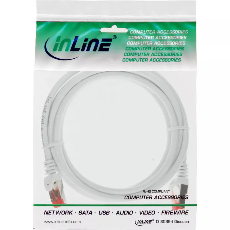 InLine patch kábel S/FTP PiMF Cat.6 250MHz PVC meď biely 1m