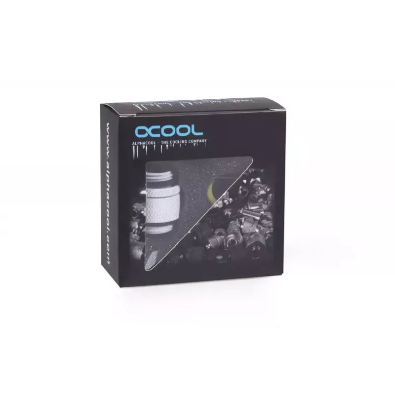 Alphacool Eiszapfen 17489 otočný dvojitý nipel (adaptér) G1/4 vonkajší na G1/4 vonkajší, mosadz, 22 mm, biely