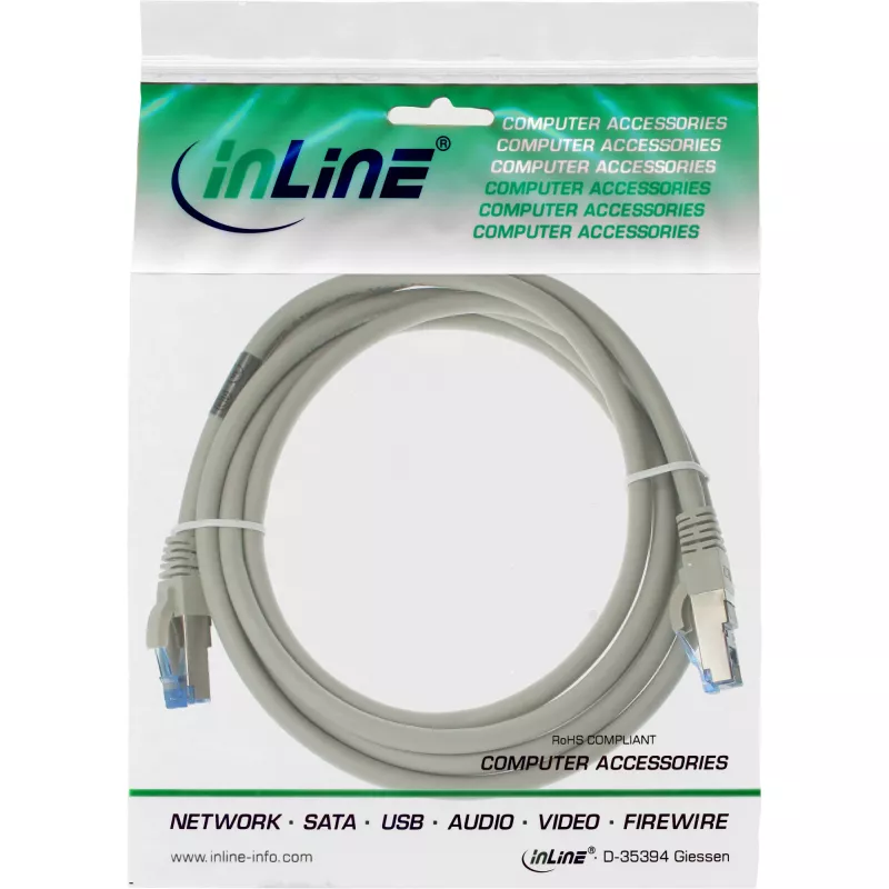 InLine patch kábel S/FTP PiMF Cat.6A bezhalogénový 500MHz sivý 1,5m