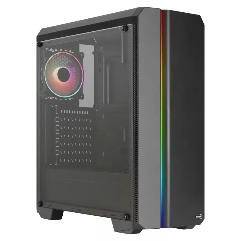 Aerocool GENESISV2BK PC ATX skriňa, predný panel LED ARGB ventilátor ARGB 12 cm, čierna