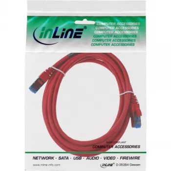 InLine patch kábel S/FTP PiMF Cat.6A bezhalogénový 500MHz červený 5m