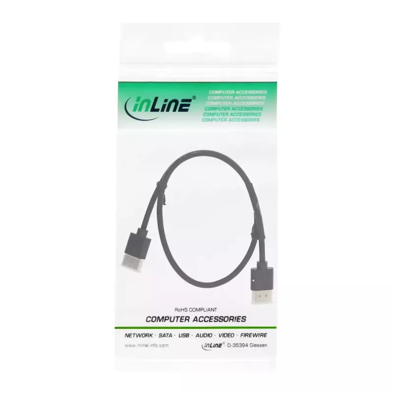 InLine High Speed HDMI kábel s Ethernetom, AM/AM, superplochý, čierny/zlatý, 1,8 m