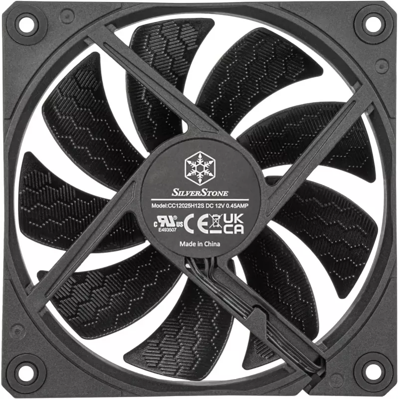 Skriňový ventilátor SILVERSTONE SST-SF120B 120 mm čierny — 120 mm chladiaci ventilátor pre PC skrine
