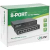InLine sieťový switch 8-port, 1 Gbit/s, desktop, kov, bez ventilátora, tienené porty