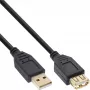 InLine USB 2.0 predlžovací kábel Type-A samec / samica, pozlátený, čierny, 0,5 m