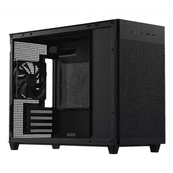 PC skriňa ASUS Prime AP201 MicroATX Mini Tower čierna — podporuje microATX, max. GPU 338 mm, výška CPU chladiča 170 mm, 3x 3,5-palcové pozície, USB-A 2x, USB-C 1x