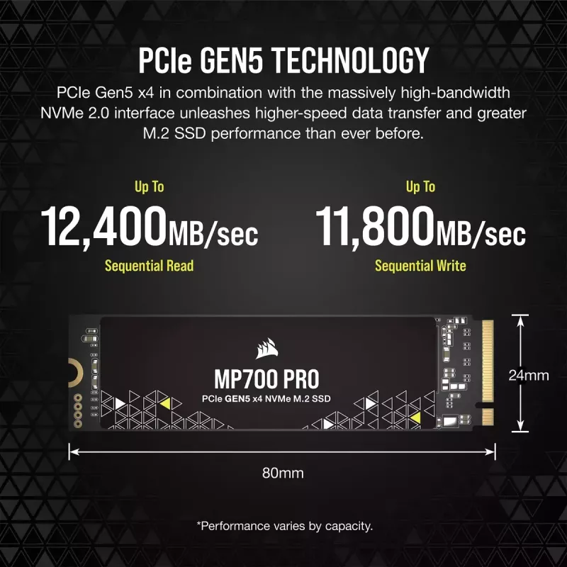 SSD disk 2 TB CORSAIR M.2 PCI-E NVMe Gen5 MP700 PRO retail
