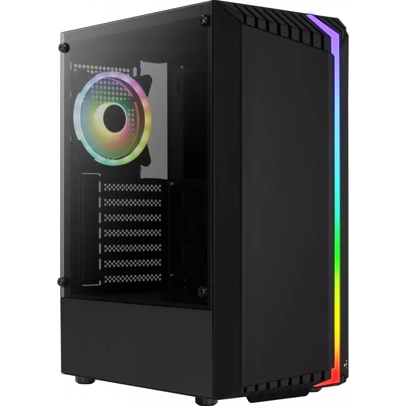 Aerocool Bionic V2 (PGS Bionic-G-BK-v2) počítačová skriňa Midi Tower, ATX, RGB, tvrdené sklo, čierna