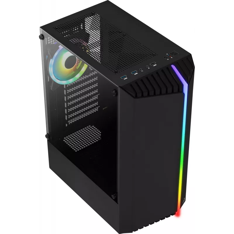 Aerocool Bionic V2 (PGS Bionic-G-BK-v2) počítačová skriňa Midi Tower, ATX, RGB, tvrdené sklo, čierna