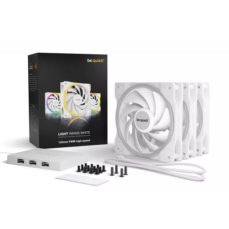 be quiet Light Wings White | 120mm PWM-High-Speed Triple-Pack ventilátor do počítačovej skrine 12 cm 3 kusy