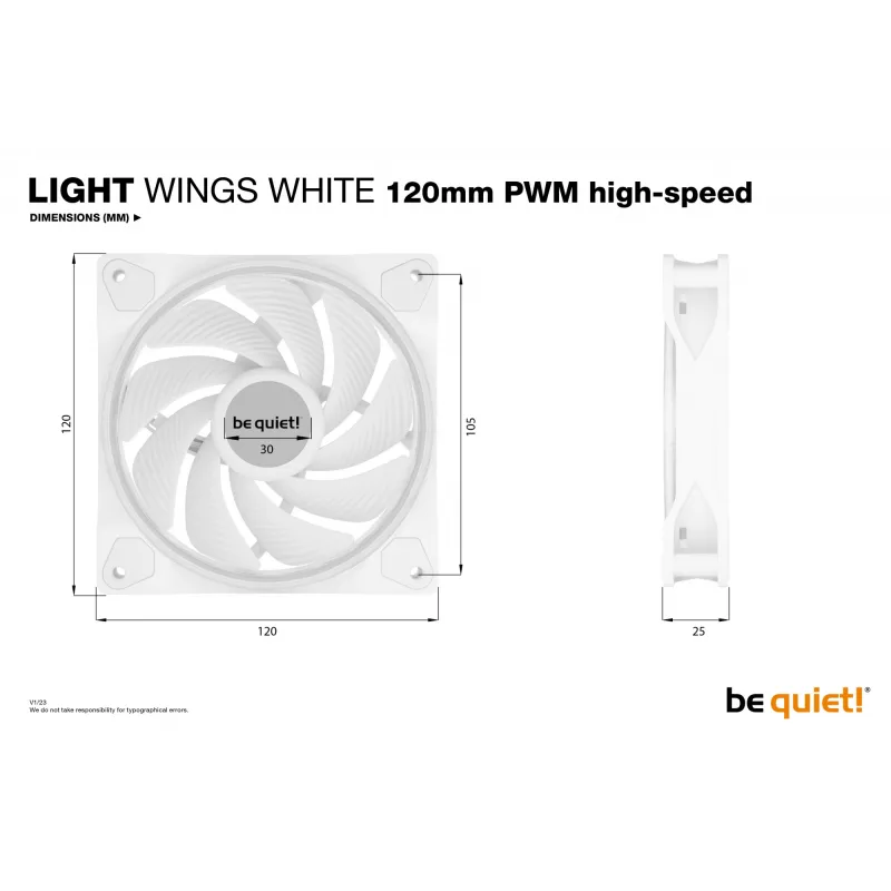 be quiet Light Wings White | 120mm PWM-High-Speed Triple-Pack ventilátor do počítačovej skrine 12 cm 3 kusy