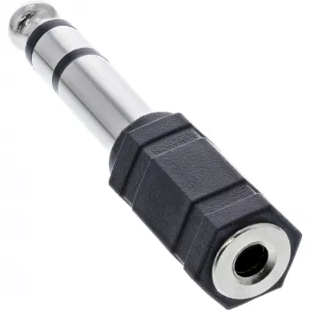 InLine audio adaptér 6,3 mm konektor samec / 3,5 mm konektor samica stereo, 3,5 mm jack konektor samica, 3,5 mm F, čierny
