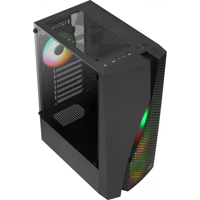 Aerocool WAVEBKV3 ATX PC skriňa z tvrdeného skla so 4xRGB ventilátormi čierna