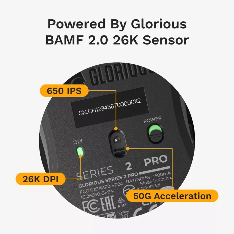 Bezdrôtová herná myš GLORIOUS Series 2 PRO (pre pravákov) – 26 000 DPI, RF Wireless + USB‑C, 4K/8K Hz, 6 tlačidiel, čierna