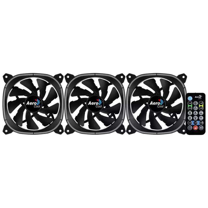 Aerocool ASTRO12PRO sada 3 ventilátory PC 12 cm LED RGB antivibračný diaľkový ovládač