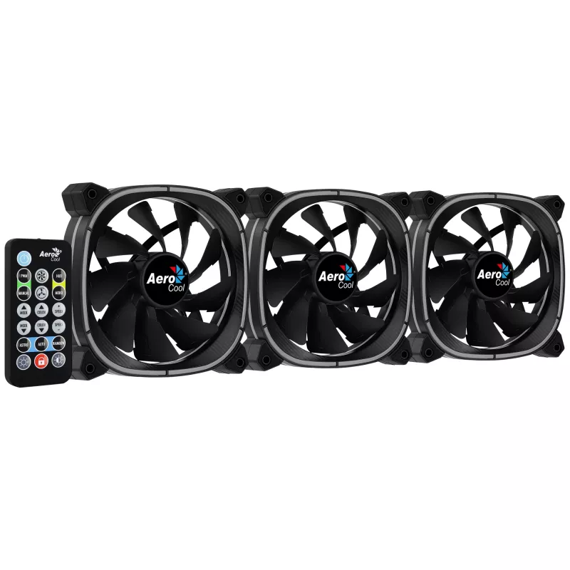 Aerocool ASTRO12PRO sada 3 ventilátory PC 12 cm LED RGB antivibračný diaľkový ovládač