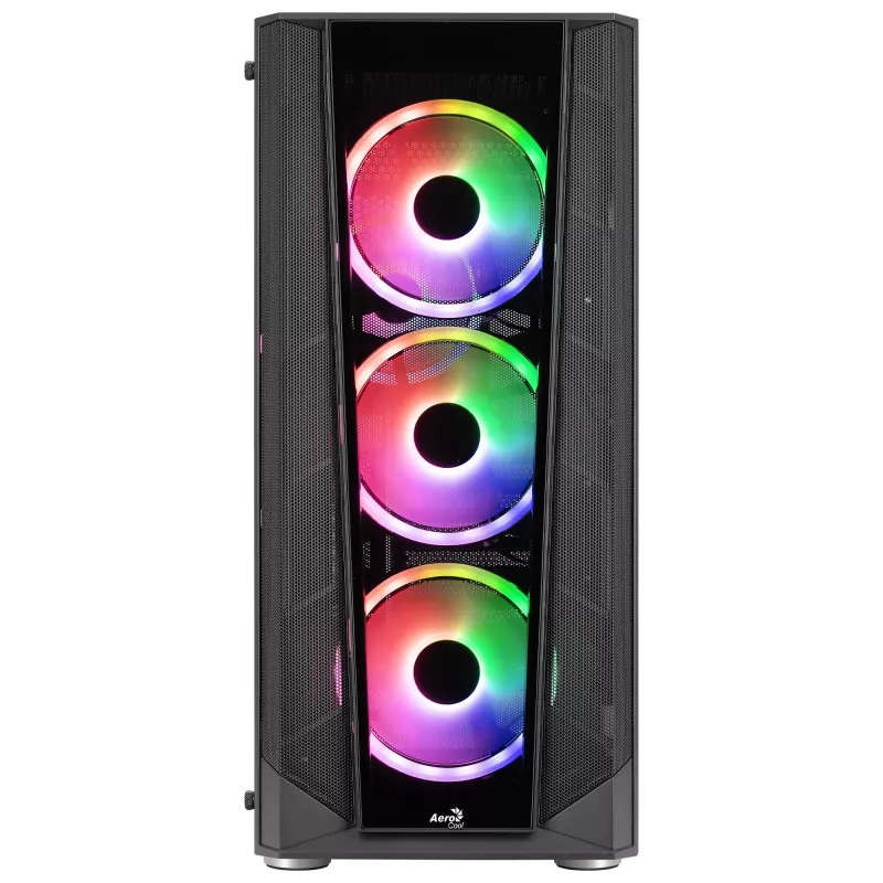 Aerocool PRISMBKV3 PC skriňa ATX čierna 4 ventilátory ARGB predná strana bočnica z tvrdeného skla