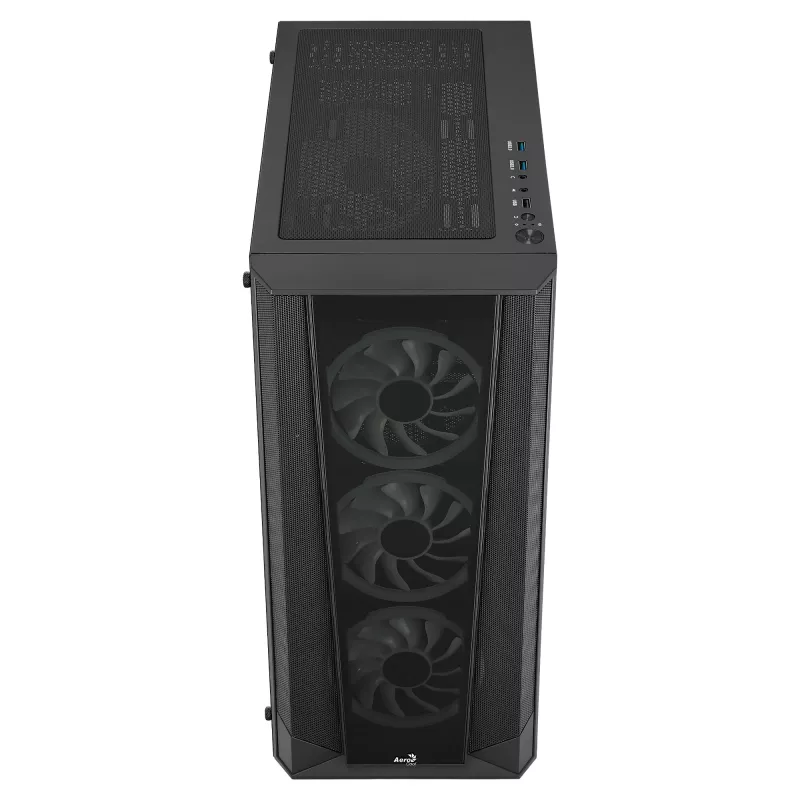 Aerocool PRISMBKV3 PC skriňa ATX čierna 4 ventilátory ARGB predná strana bočnica z tvrdeného skla