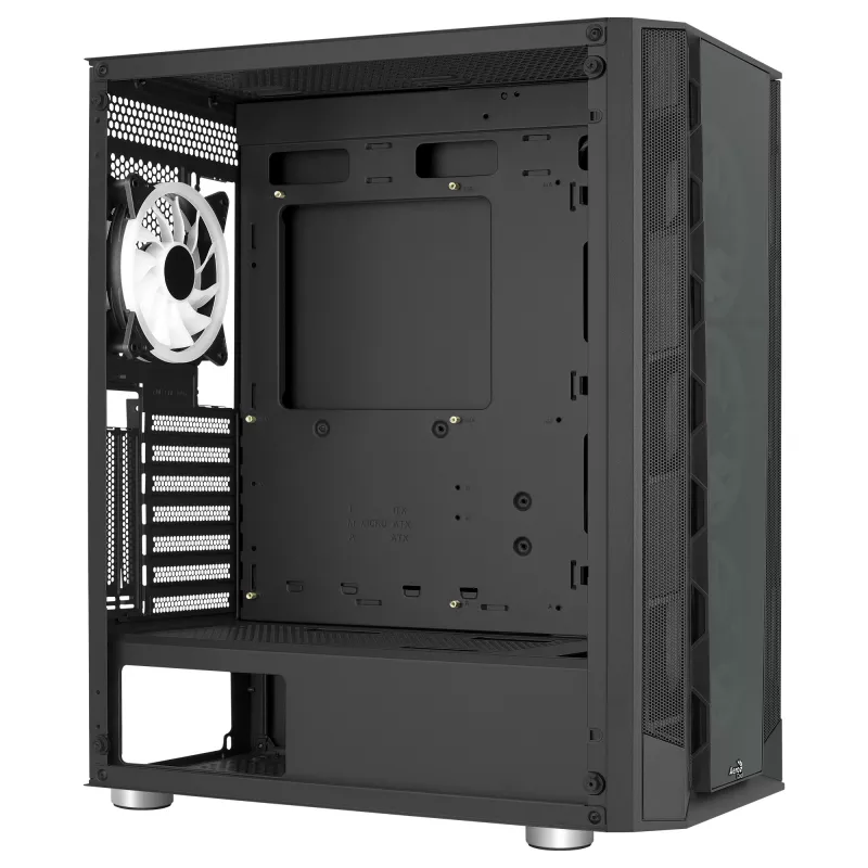 Aerocool PRISMBKV3 PC skriňa ATX čierna 4 ventilátory ARGB predná strana bočnica z tvrdeného skla
