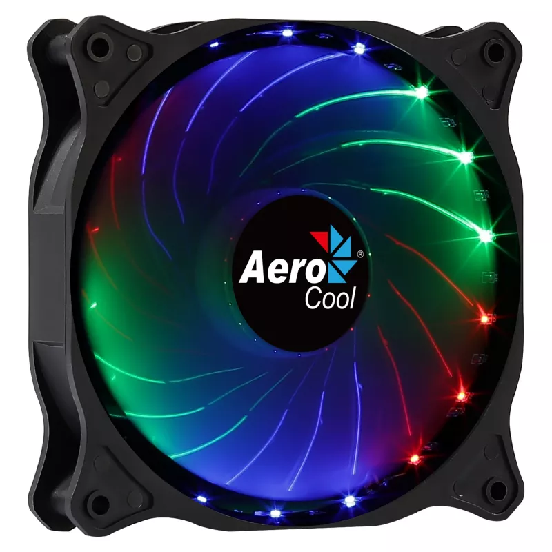 AEROCOOL COSMO12FRGB 120 mm skriňový ventilátor, 1000 ot/min, 15 LED RGB, Molex konektor, 3,72 W, čierny