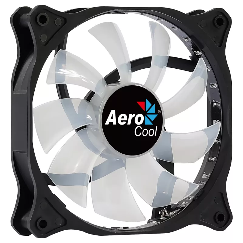 AEROCOOL COSMO12FRGB 120 mm skriňový ventilátor, 1000 ot/min, 15 LED RGB, Molex konektor, 3,72 W, čierny
