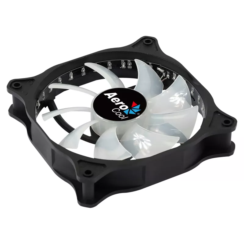 AEROCOOL COSMO12FRGB 120 mm skriňový ventilátor, 1000 ot/min, 15 LED RGB, Molex konektor, 3,72 W, čierny