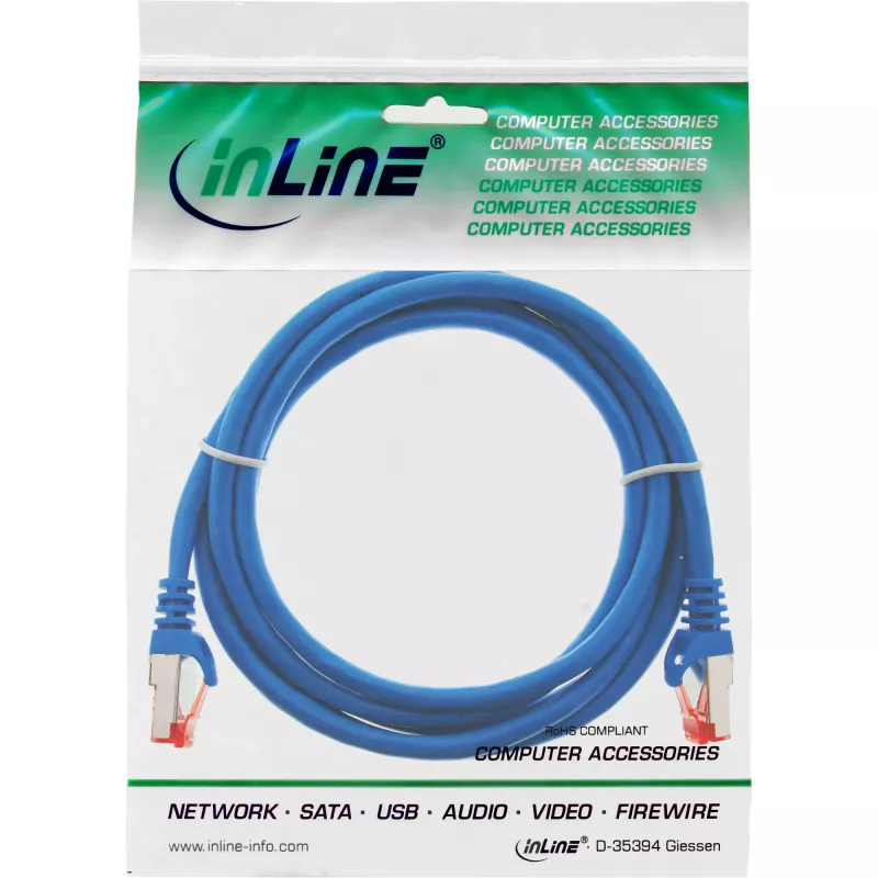 InLine patch kábel S/FTP PiMF Cat.6 250MHz PVC meď modrý 2m