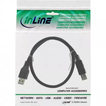 InLine USB 3.2 Gen.1 kábel Type-A konektor samec / Type-B konektor samec, čierny, 3m