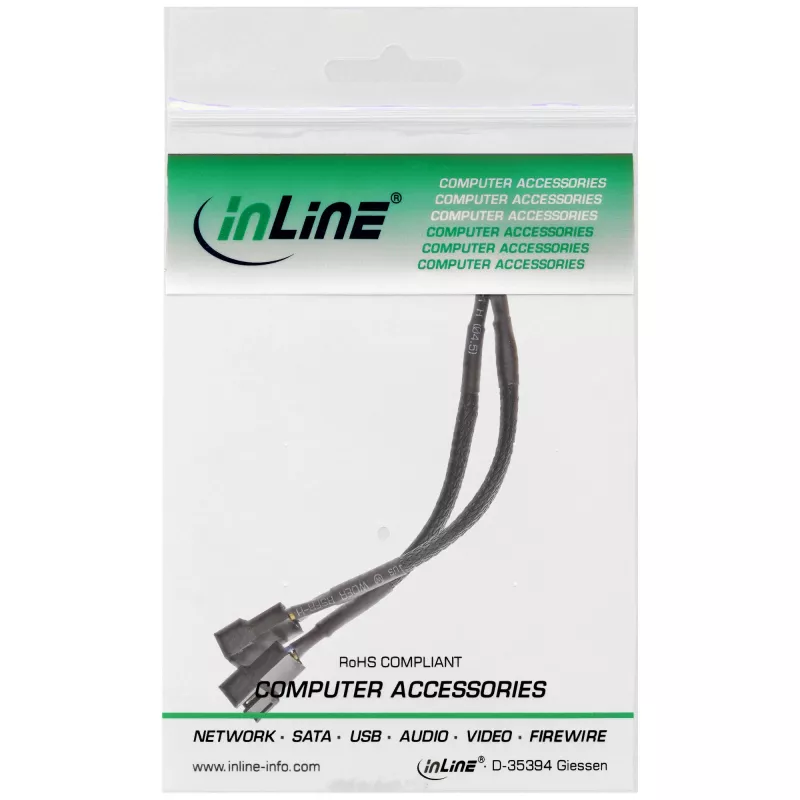 InLine PWM Y napájací kábel ventilátora, 4-pólový. 1M/2F, 0,15 m