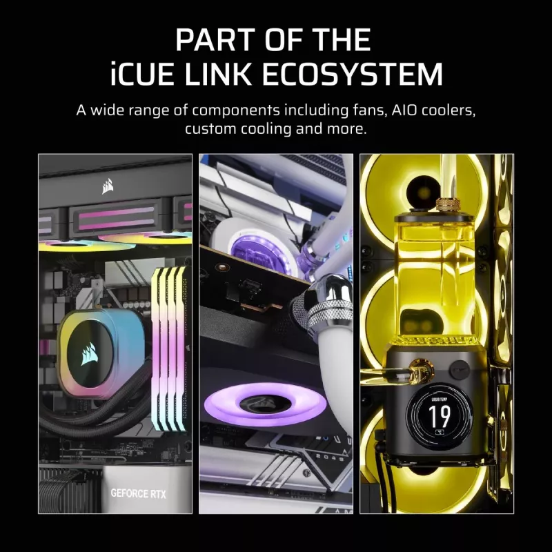 CORSAIR iCUE Link RX140 MAX 140-mm PWM ventilátor, hrubý, rozšírenie