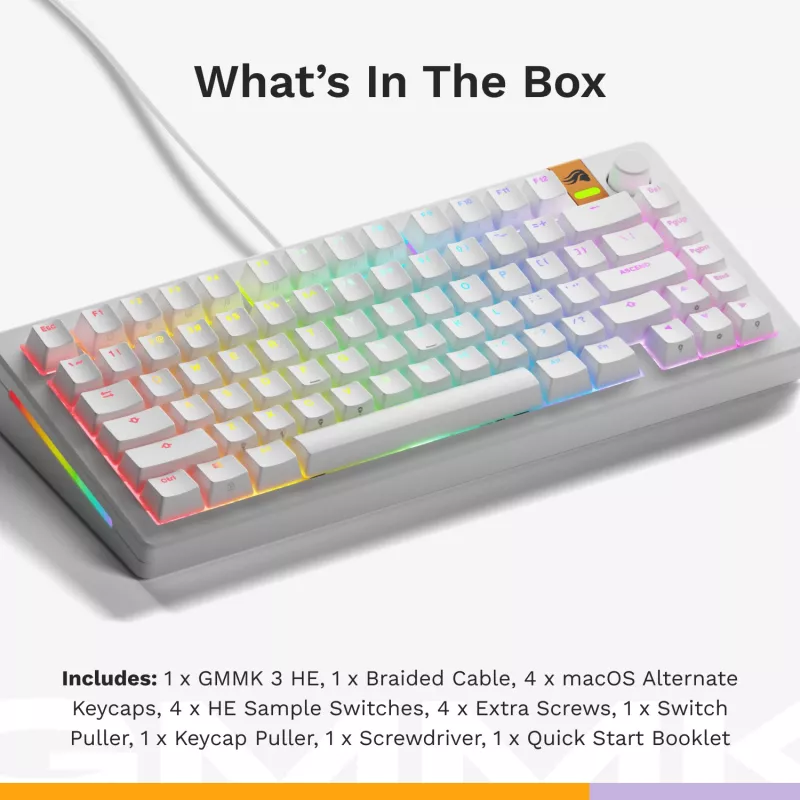Mechanická klávesnica GLORIOUS GMMK 3 HE 75% káblová biela US-layout