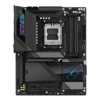 GIGABYTE X870E AORUS PRO základná doska - podporuje AMD Ryzen 9000 CPU, 16+2+2 fáz digitálny VRM, až do 8000MHz DDR5 (OC), 3xPCIe 5.0 + 1xPCIe 4.0, Wi-Fi 7, 2.5GbE LAN, USB 4