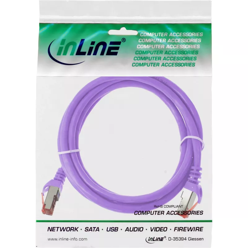 InLine patch kábel S/FTP PiMF Cat.6 250MHz PVC meď fialový 0,5m