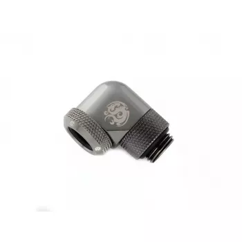 Bitspower Multi-Link adaptér 90°, G1/4 vonkajší závit na tuhú rúrku 12 mm OD, otočný, sivý (BP-BSE90RML)
