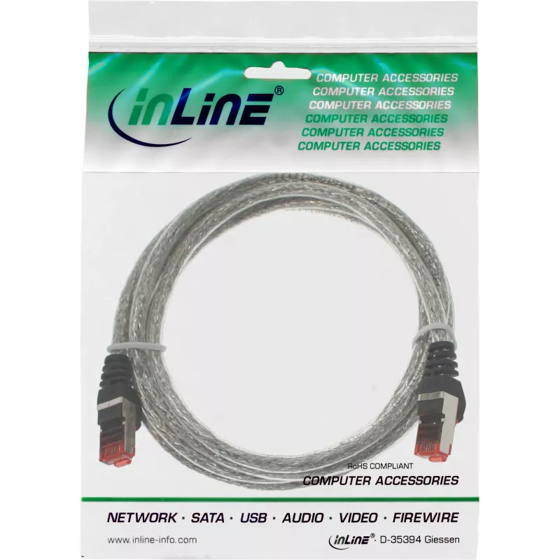 InLine patch kábel S/FTP PiMF Cat.6 250MHz PVC medený transparentný 1m