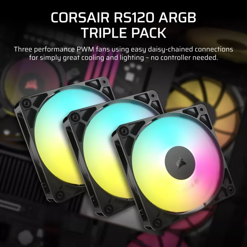 CORSAIR ArGB ventilátor – RS ARGB Series 120 120 mm trojbalenie
