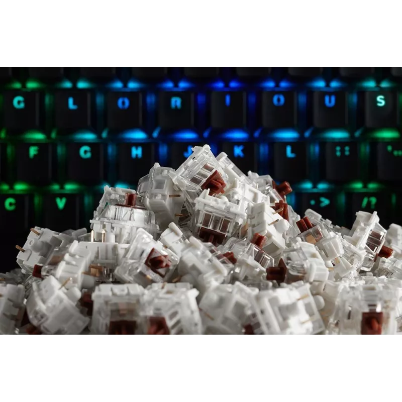 Mechanické spínače GLORIOUS Gateron Brown – 120 kusov, hnedá, lineárna tichá