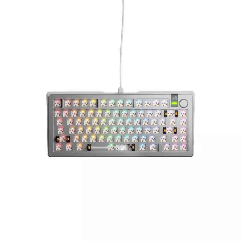 Glorious Gaming GMMK 3 PRO 75% Barebones Wired Silver - US, 75%, káblová, USB, RGB LED, strieborná