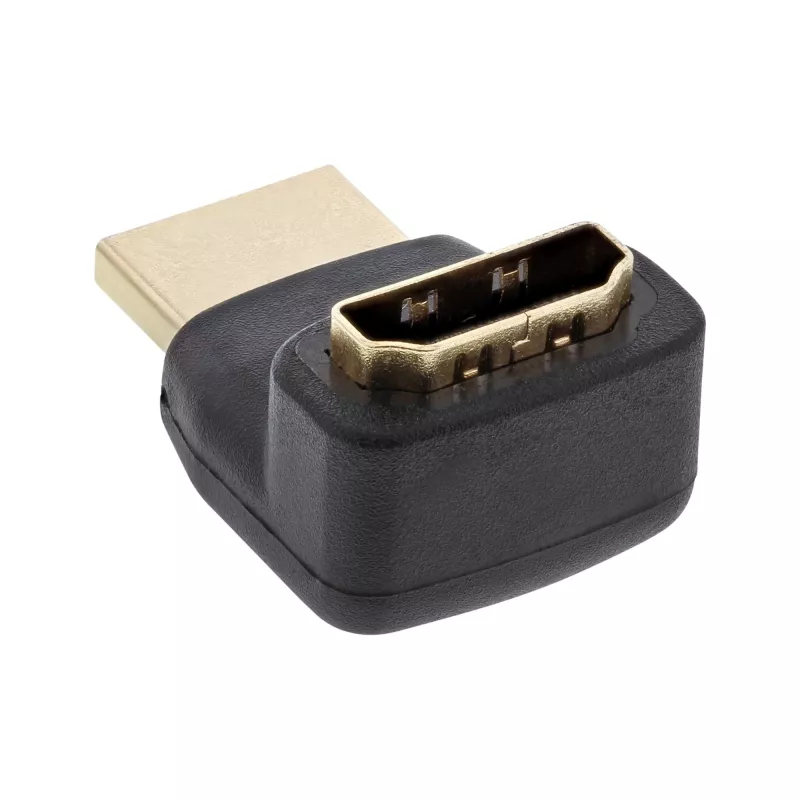 InLine HDMI adaptér, konektor samec/samica, zahnutý nahor, pozlátené kontakty, 4K2K