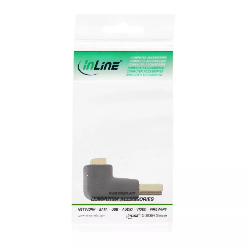 InLine HDMI adaptér, konektor samec/samica, zahnutý nahor, pozlátené kontakty, 4K2K