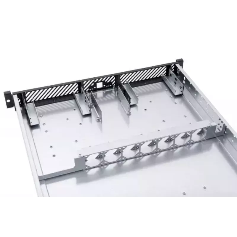 Alphacool ES 1U 19-palcová serverová rack skriňa, pripravená na vodné chladenie, Čierna/Sivá