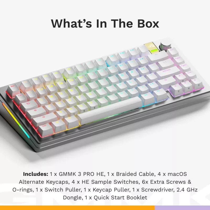 Glorious Gaming GMMK 3 PRO HE 75% Prebuilt bezdrôtová Silver - US